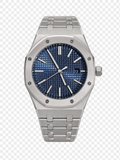 Octave Blue watch — 41mm stainless steel case, octagonal bezel, smoky blue tapisserie dial, integrated steel bracelet